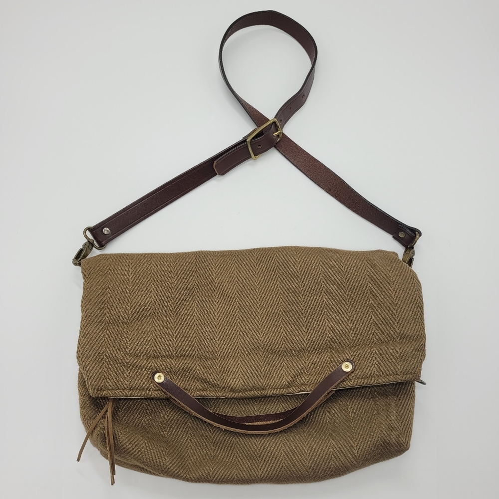 Monday Morning Studios Tweed Bag Crossbody Leather Strap Pockets Handmade Etsy